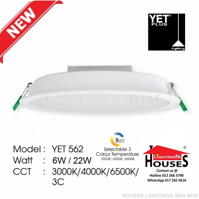 YET 562 6W | 22W WH-R LED-3CCT SELECTABLE (WW,CW,DL)