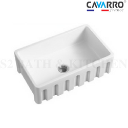 Cavarro Single Ceramic Farmhouse Sink (Wavy Surface)