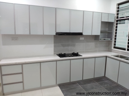 L-Shape 3G Glass Kitchen Cabinet