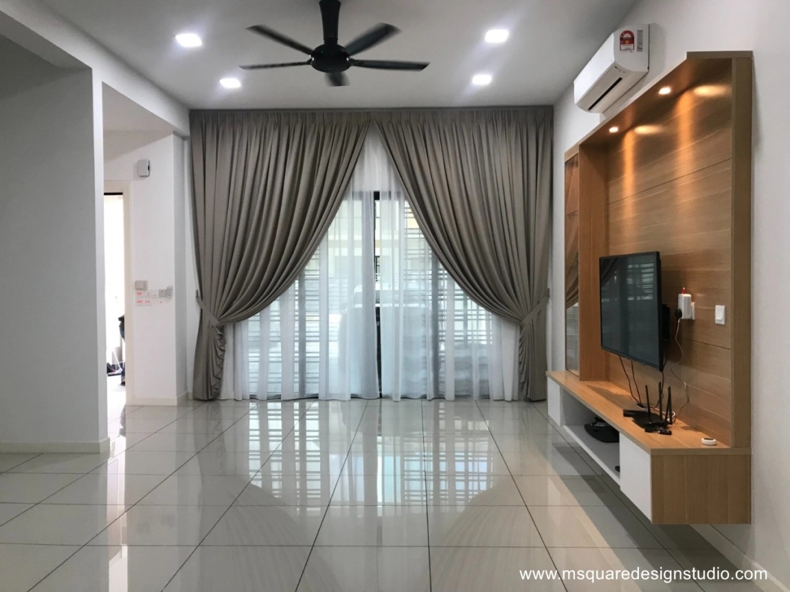 Plaster Siling & Kabinet TV Di Ruang Tamu J Residence @ Sierra 3  Kerja Ubahsuai Di Puchong Kuala Lumpur & Selangor  Contoh Rujukan Ubah Suai Keseluruhan Rumah