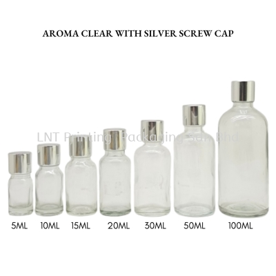 Aroma Clear Bottle with Silver Screw Cap