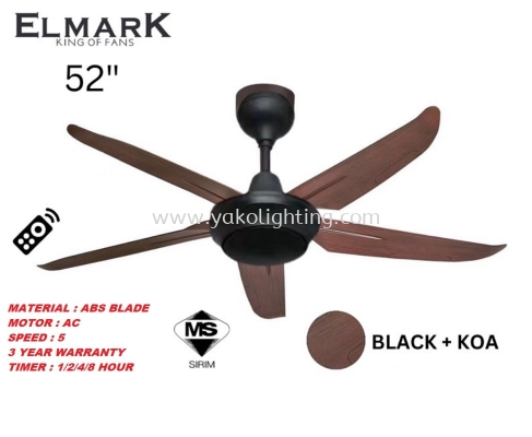 EL-VIFAST 52 INCH AC FAN-KOA / BLACK