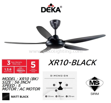 DEKA-XR10 BK AC 56 INCH CEILING FAN 