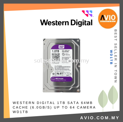 Western Digital WD 1TB 1 TB Purple Surveillance Hard Disk HDD Drive SATA 3.5 Inch 64MB Cache 6.0GB/s WD10PURZ WD1TB