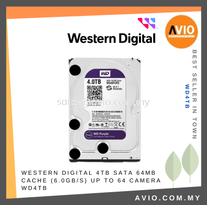 Western Digital WD 4TB 4 TB Purple Surveillance Hard Disk HDD Drive SATA 3.5 Inch 64MB Cache 6.0GB/s WD40PURZ WD4TB