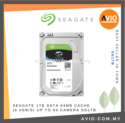 Seagate Skyhawk 1TB 1 TB Surveillance Security Hard Disk HDD Drive SATA 3.5 Inch 64MB Cache 6.0GB/s ST1000VX000 SG1TB