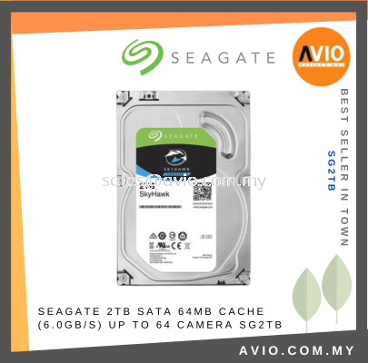 Seagate Skyhawk 2TB 2 TB Surveillance Security Hard Disk HDD Drive SATA 3.5 Inch 64MB Cache 6.0GB/s ST2000VX000 SG2TB