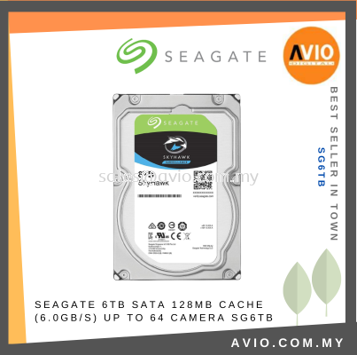 Seagate Skyhawk 6TB 6 TB Surveillance Security Hard Disk HDD Drive SATA 3.5 Inch 128MB Cache 6.0GB/s ST6000VX001 SG6TB