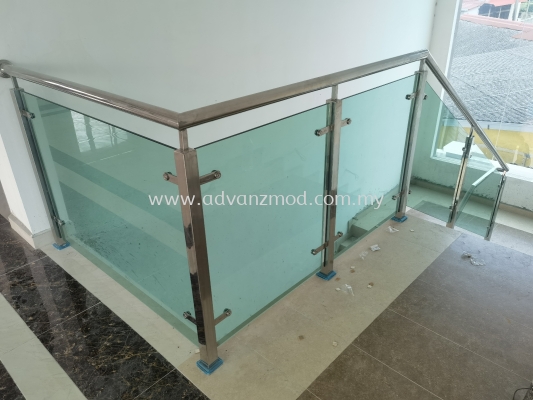 Stainless Steel Glass Railing With Tempered Light Green Glass @ Klang 