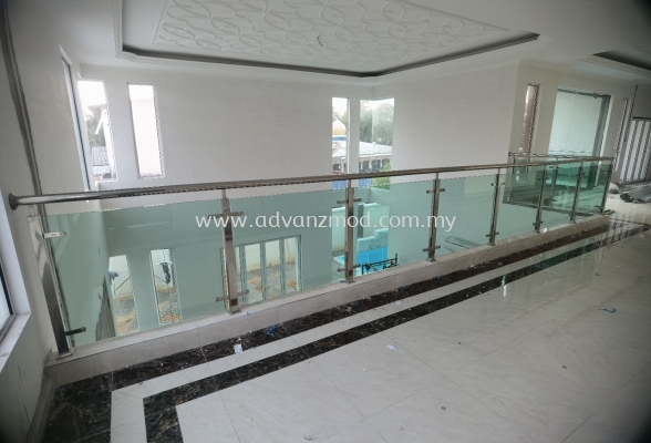 Stainless Steel Glass Railing With Tempered Light Green Glass @ Klang 