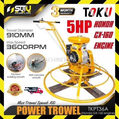 TOKU TKPT-36A / TKPT36A 36" 5HP 4-Stroke Gasoline Power Trowel 3600RPM with Honda GX-160 Engine