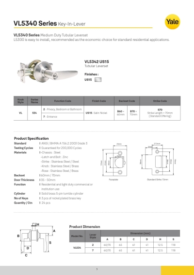 Katalog Kunci Mekanikal Yale - 07