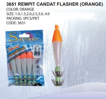 3651 REMPIT CANDAT FLASHER (ORANGE) 1.0,1.5,2.0,2.5,3.0, 4.0 ( 5PCS PER PKT) 3615