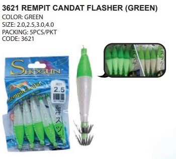 3621 REMPIT CANDAT FLASHER (GREEN) 2.0,2.5,3.0,4.0 (5PCS PER PKT) 3612