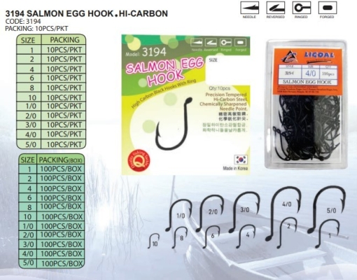 3194 SALMON EGG HOOK HI-CARBON (10PCS PER PKT) 3194