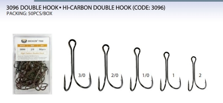 3096 DOUBLE HOOK (HI-CARBON DOUBLE HOOK) (50 PCS PER BOX)3096