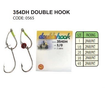 354DH DOUBLE HOOK ( 2 PAIR PER PKT) 0565