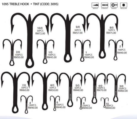 1095 TREBLE HOOK (TINT) 3095