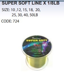 SUPER SOFT LINE X 1 8LB (SIZE 10 ,12, 15, 18, 20,25, 30, 40, 50LB) 724