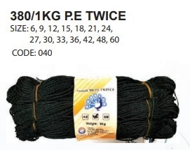 380 1KG P.E TWICE (SIZE 6, 9, 12, 15, 18, 21, 24, 27, 30, 33, 36, 42, 48, 60) 040