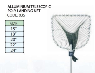 ALLUMUNIUM TELESCOPIC POLY LANDING NET (SIZE 15 18 20 22 24 INCH) 035