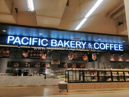 Pacific Bakery & Coffee - Ampang - Indoor mall 3D LED Frontlit Signage 