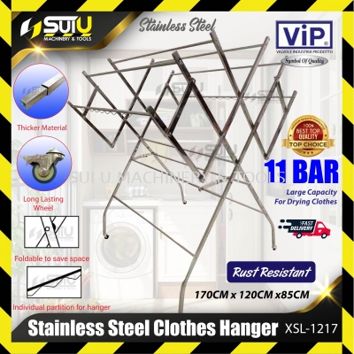 VIP XSL1217 / XSL-1217 11 Bar Stainless Steel Clothes Hanger / Clothes Drying Rack