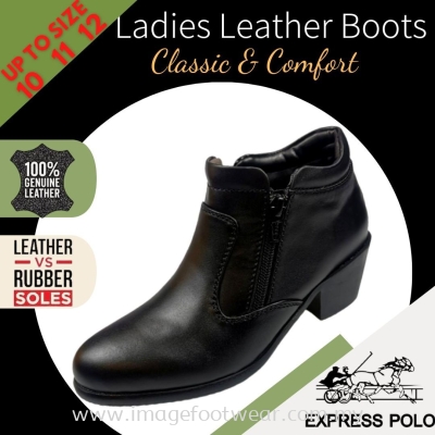 EXPRESS POLO Full Leather LEGEND Ladies Boots- LL-90596- BLACK Colour