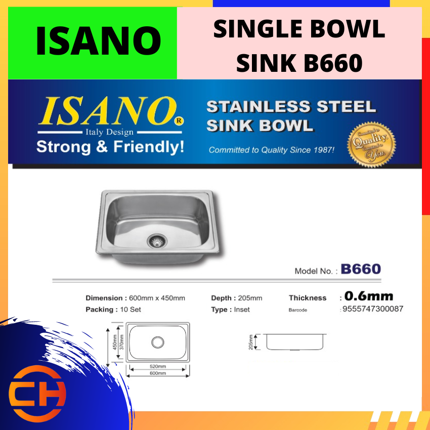B660 ISANO SINGLE BOWL SINK [0.6 MM] ISANO Sink Kitchen Sink Choose Sample / Pattern Chart