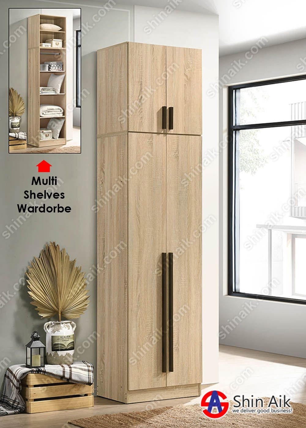 WR92158(KD) (2'ft) 2-Doors Wardrobe Light Natural Color Furniture Series Furniture Choose Sample / Pattern Chart