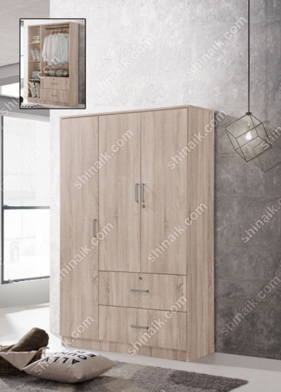 WR985MP(KD) (4'x6'ft) 3-Doors & 2 Drawers Wardrobe