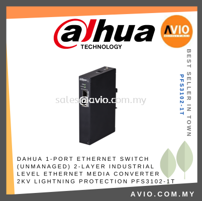Dahua Unmanaged 1 Port Ethernet Switch 1x SFP Gigabit Port Ethernet Media Converter Lightning Protection PFS3102-1T