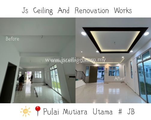 Cornices Ceiling design #Pulai Mutiara Utama # Jb Area #included. Wiring and Led Downlight. Welcome inquire  Abouts us tq 