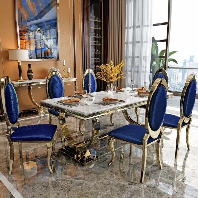 EM Sofia Marble Table Set Set Meja Makan EuroModern  Perabot Ruang Makan Carta Pilihan Warna Corak