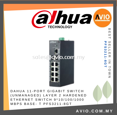 Dahua 8 Port Gigabit POE Unmanaged Switch Ethernet RJ45 LAN Network 2x SFP Gigabit Port 120Watt max 250m PFS3211-8GT