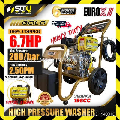 EUROX EHY4001D 196CC 6.7HP 200Bar Heavy Duty Diesel High Pressure Washer / Pencuci Tekanan Tinggi 30