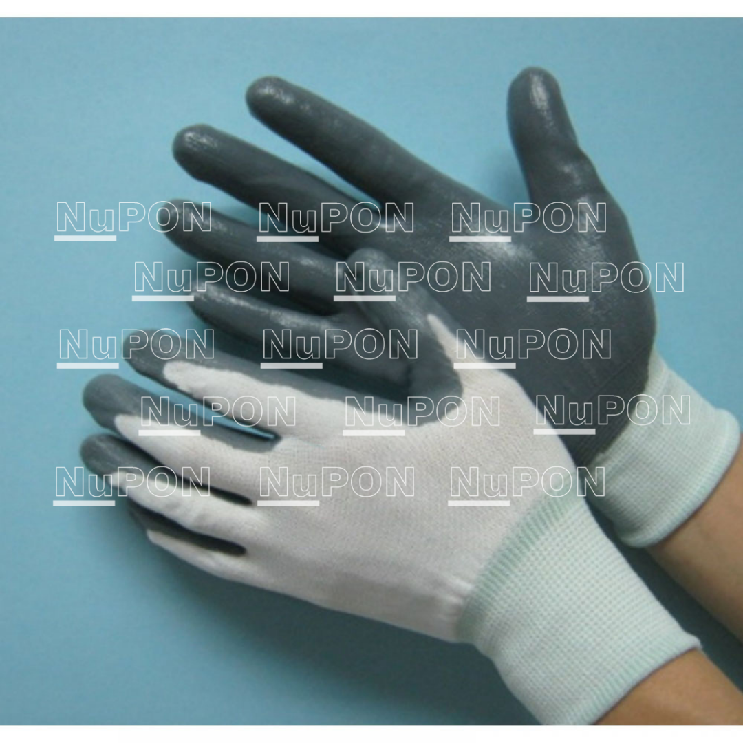 White Knitted Grey Nitrile Palm Coated