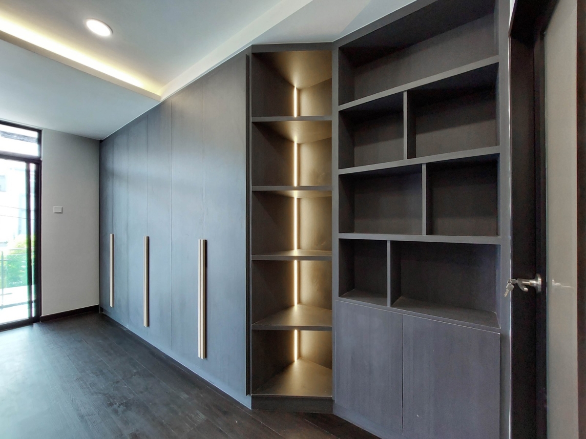 Modern Dark Grey Display Cabinet Design-One Stop Renovation - Residential - Pulai Mutiara, Johor Bahru Bedroom Design Residential Design Interior Design
