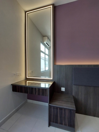 Modern Dark Grey Dressing Table Design-One Stop Renovation - Residential - Pulai Mutiara, Johor Bahru