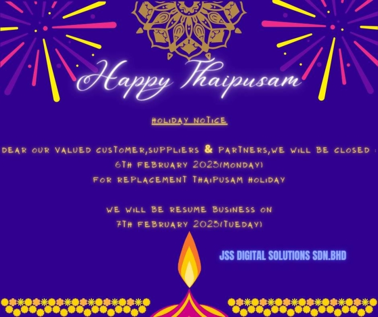 Holiday Notice - Thaipusam