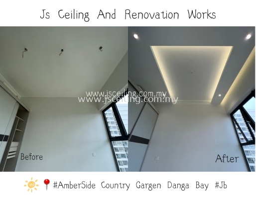 Special Cornices Ceiling Design # Country Garden Danga Bay #wiring and Led Downlight. Welcome to inquire abouts us Tq..