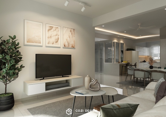 TV Cabinet & Living Hall Design - Centro Residence Penang