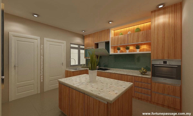 Kitchen & Custom Kitchen Cabinet Table Design By Skudai Contractor