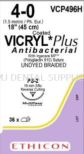 VICRYL PLUS SUTURE 4/0 UNDYED, (ABSORBABLE), #VCP496H , J&J