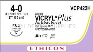 VICRYL PLUS SUTURE 4/0 UNDYED (ABSORBABLE) , #VCP422H , J&J