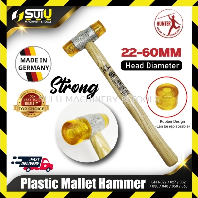 HUNTER GPH-022 ~ GPH-060 22~60MM Plastic Mallet Hammer w/ Wood Handle