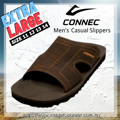 Connec Extra Size Men Casual Slippers-CS-89-8368-BROWN Colour