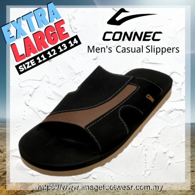 Connec Extra Size Men Casual Slippers-CS-89-8412-BLACK Colour