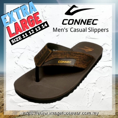 Connec Extra Size Men Casual Slippers-CS-89-8345-BROWN Colour