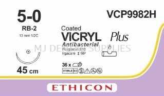 VICRYL PLUS SUTURE 5/0 VIOLET (ABSORBABLE) , #VCP9982H , J&J